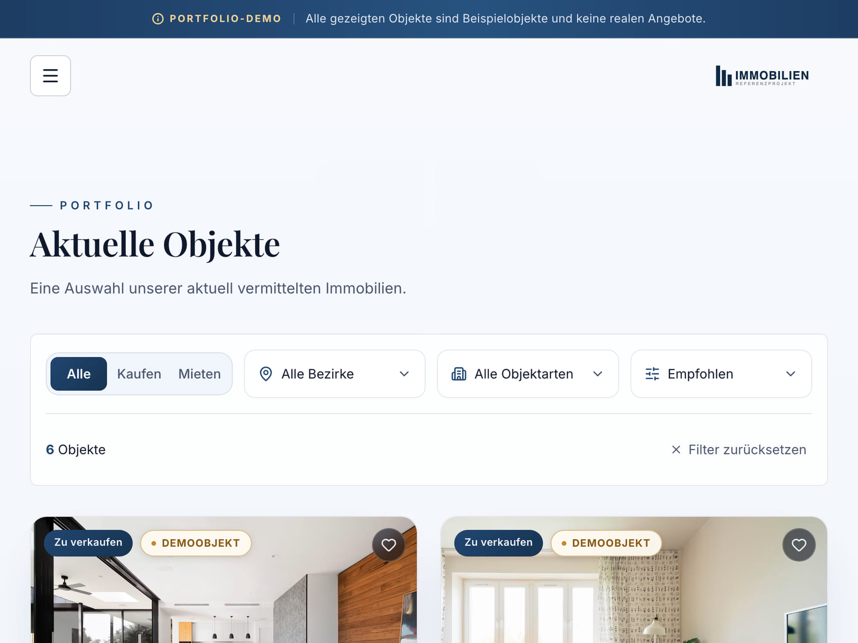 Property search at tablet width